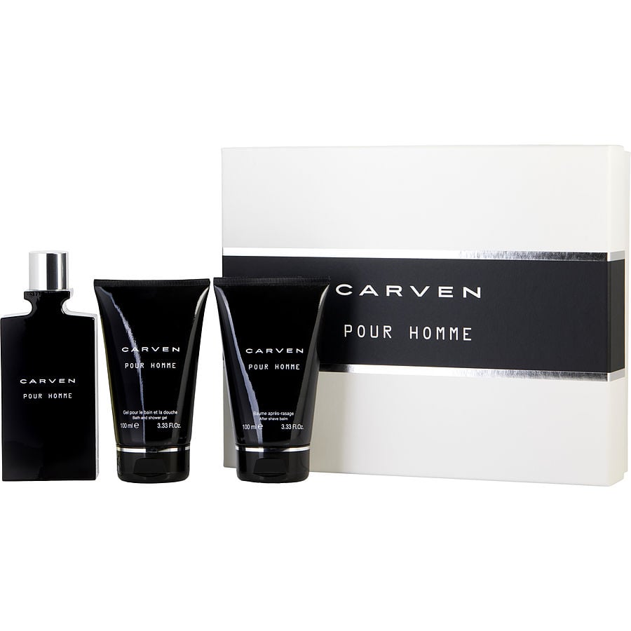 CARVEN POUR HOMME by Carven - EDT SPRAY 3.3 OZ & AFTERSHAVE BALM 3.3 OZ & SHOWER GEL 3.3 OZ