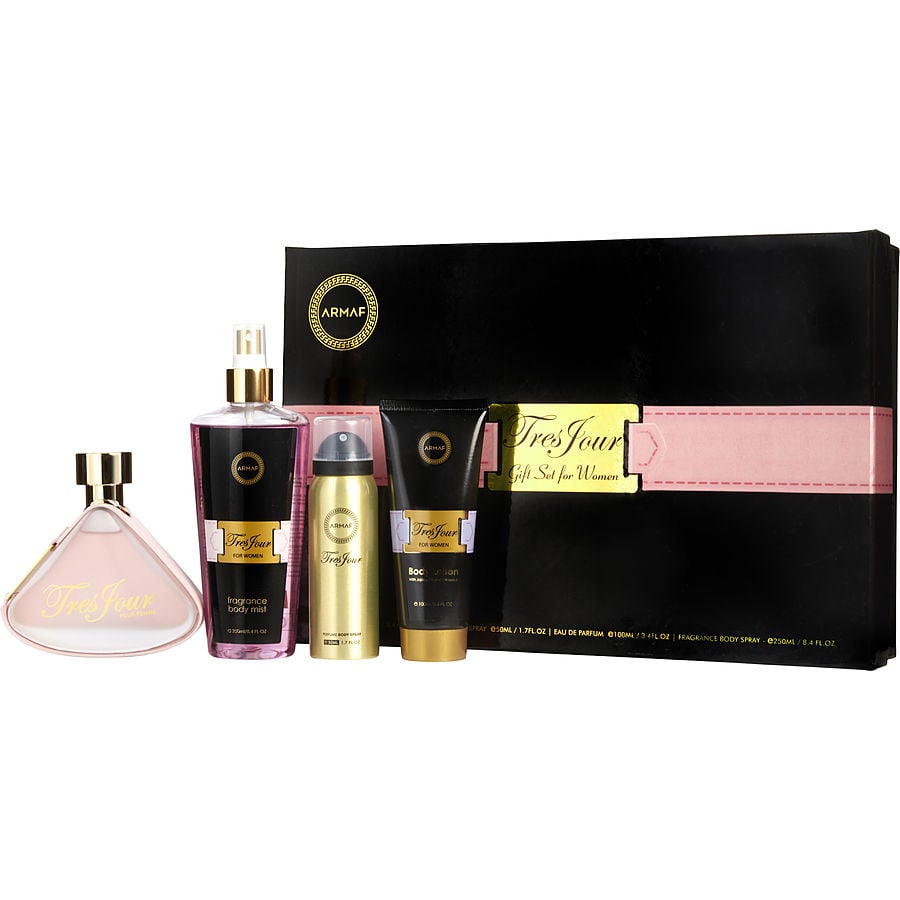 ARMAF TRES JOUR by Armaf - EAU DE PARFUM SPRAY 3.4 OZ & BODY LOTION 3.4 OZ & PERFUME BODY SPRAY 1.7 OZ & BODY SPRAY 8.4 OZ