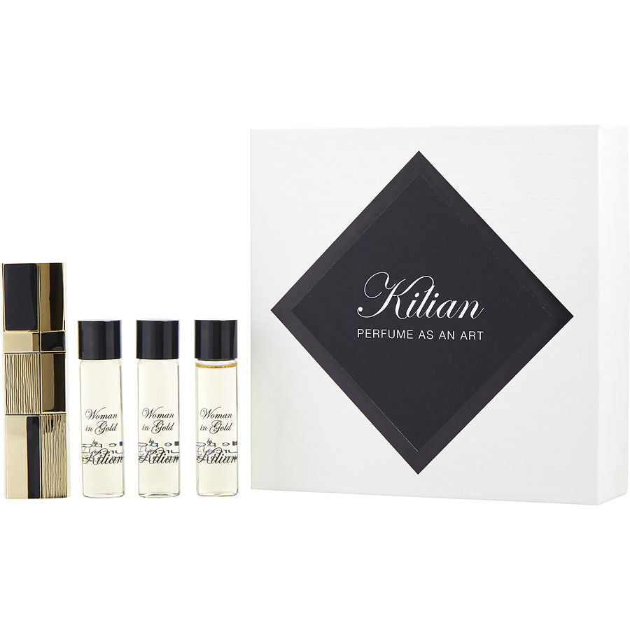 KILIAN WOMAN IN GOLD by Kilian - EAU DE PARFUM REFILLABLE SPRAY 0.25 OZ & EAU DE PARFUM REFILLS 3 X