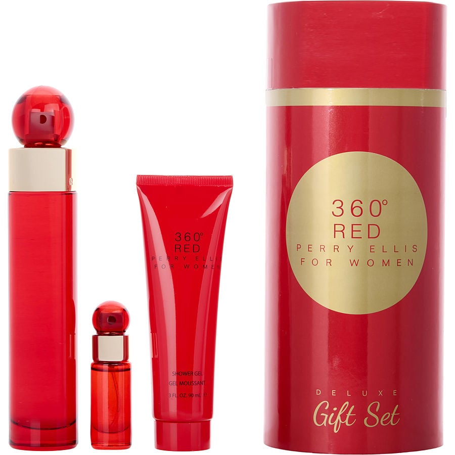 PERRY ELLIS 360 RED by Perry Ellis - EAU DE PARFUM SPRAY 3.4 OZ & SHOWER GEL 3 OZ & EAU DE PARFUM SPRAY 0.25 OZ MINI