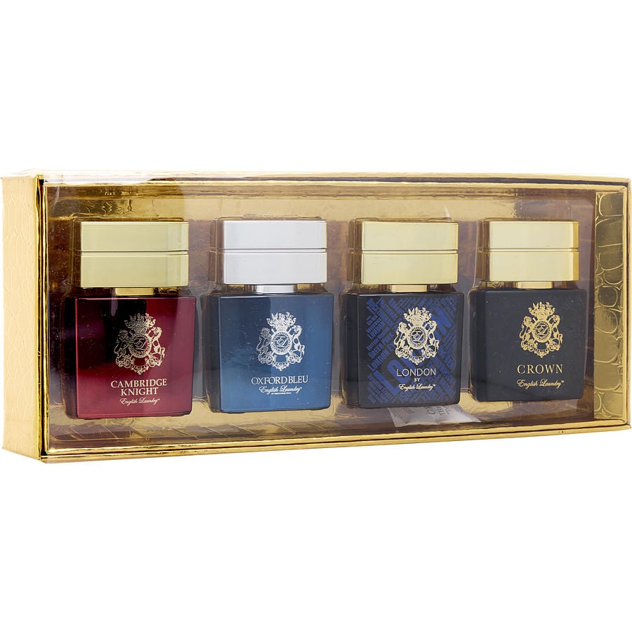 ENGLISH LAUNDRY VARIETY by English Laundry - 4 PIECE MENS VARIETY WITH LONDON & CROWN & OXFORD BLUE & CAMBRIDGE KNIGHT AND ALL ARE EDP 0.68 OZ