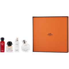 HERMES VARIETY by Hermes - 4 PIECE MINI VARIETY WITH UN JARDIN SUR LE NIL EDT 0.25 OZ & EAU DES MERVEILLES EDT 0.25 OZ & TWILLY D'HERMES EAU DE PARFUM 0.25 OZ & EAU DE RHUBARBE ECARLATE EAU DE COLOGNE 0.25 OZ