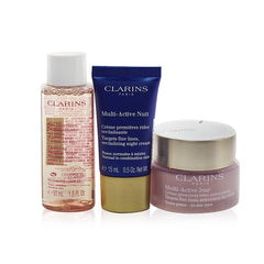 Clarins by Clarins - Multi-Active Collection: Day Cream 50ml+ Night Cream 15ml+ Cleansing Micellar Water 50ml+ Bag