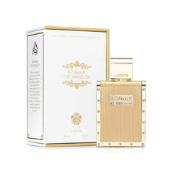 Lattafa The Kingdom Perfume ottle and Box Available at thescentstory.com